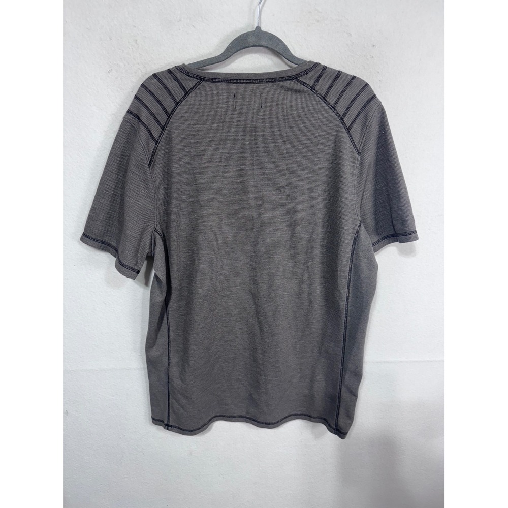 Rock & Republic XL Tall Gray Henley Shirt Men's Short Sleeve Waffle Knit Moto - Picture 2 of 6